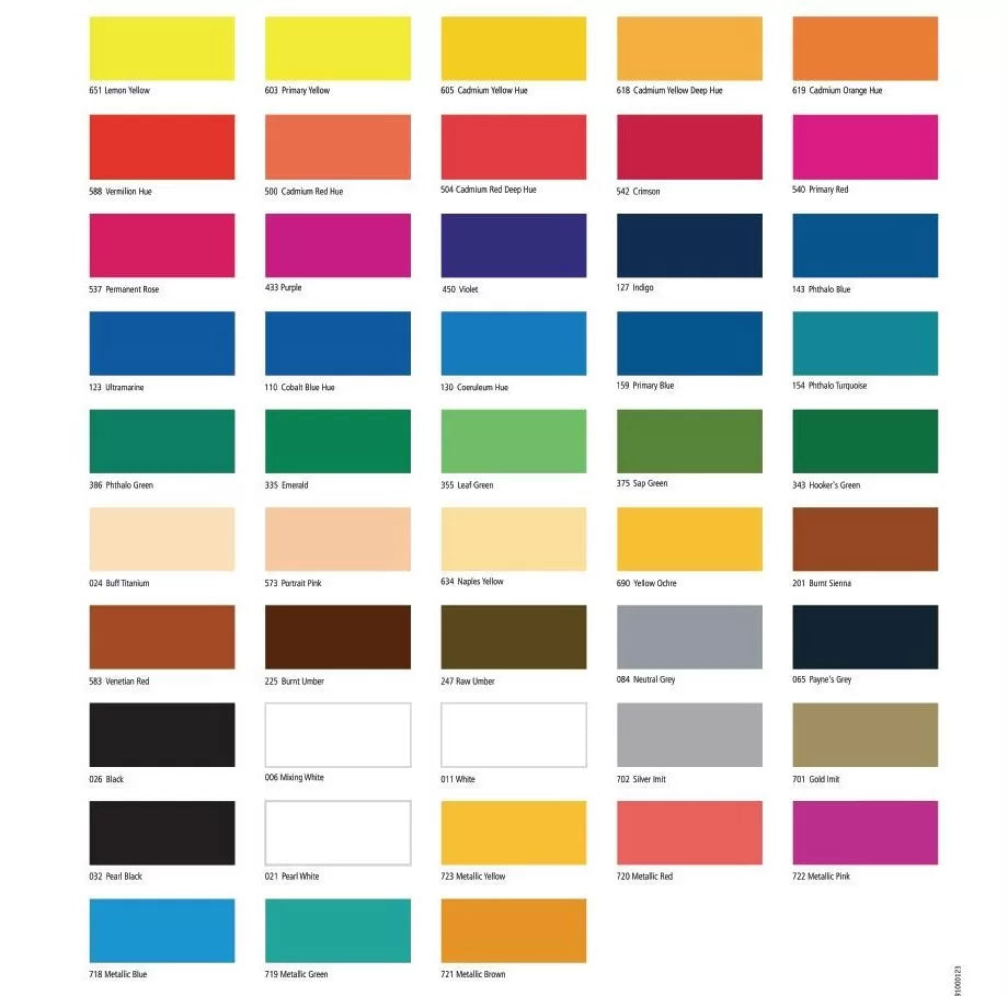 Acrylic color chart