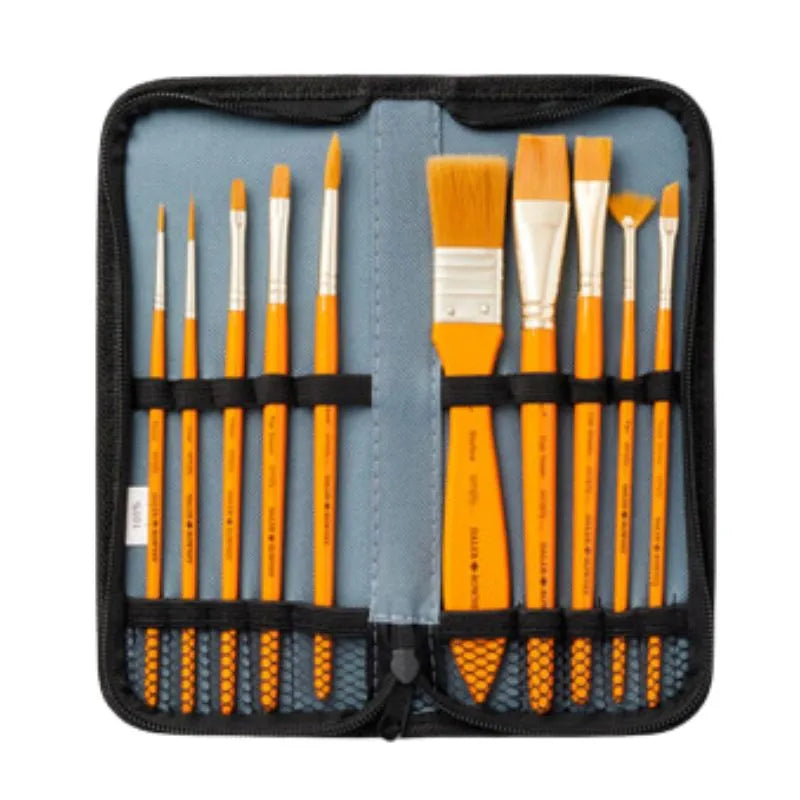 Daler Rowney Simply 10 Brush Zip Case Gold Taklon (1)
