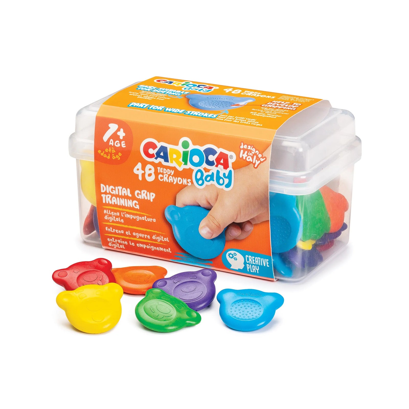 42958_CARIOCA Baby_Teddy Crayons 1+_Trasparent case_48 pcs
