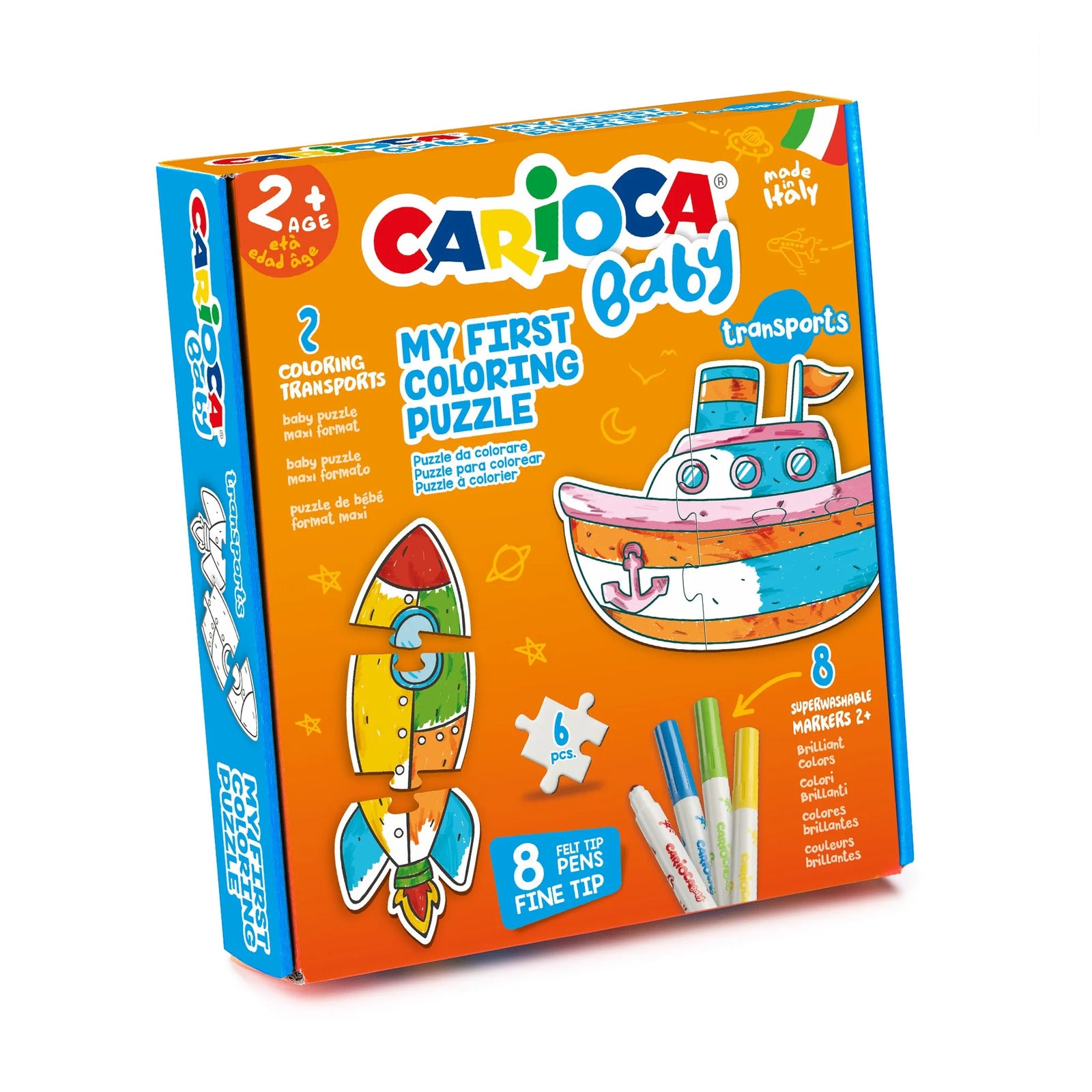 43080_CARIOCA Baby_Coloring puzzle Transports_Box_14 pcs