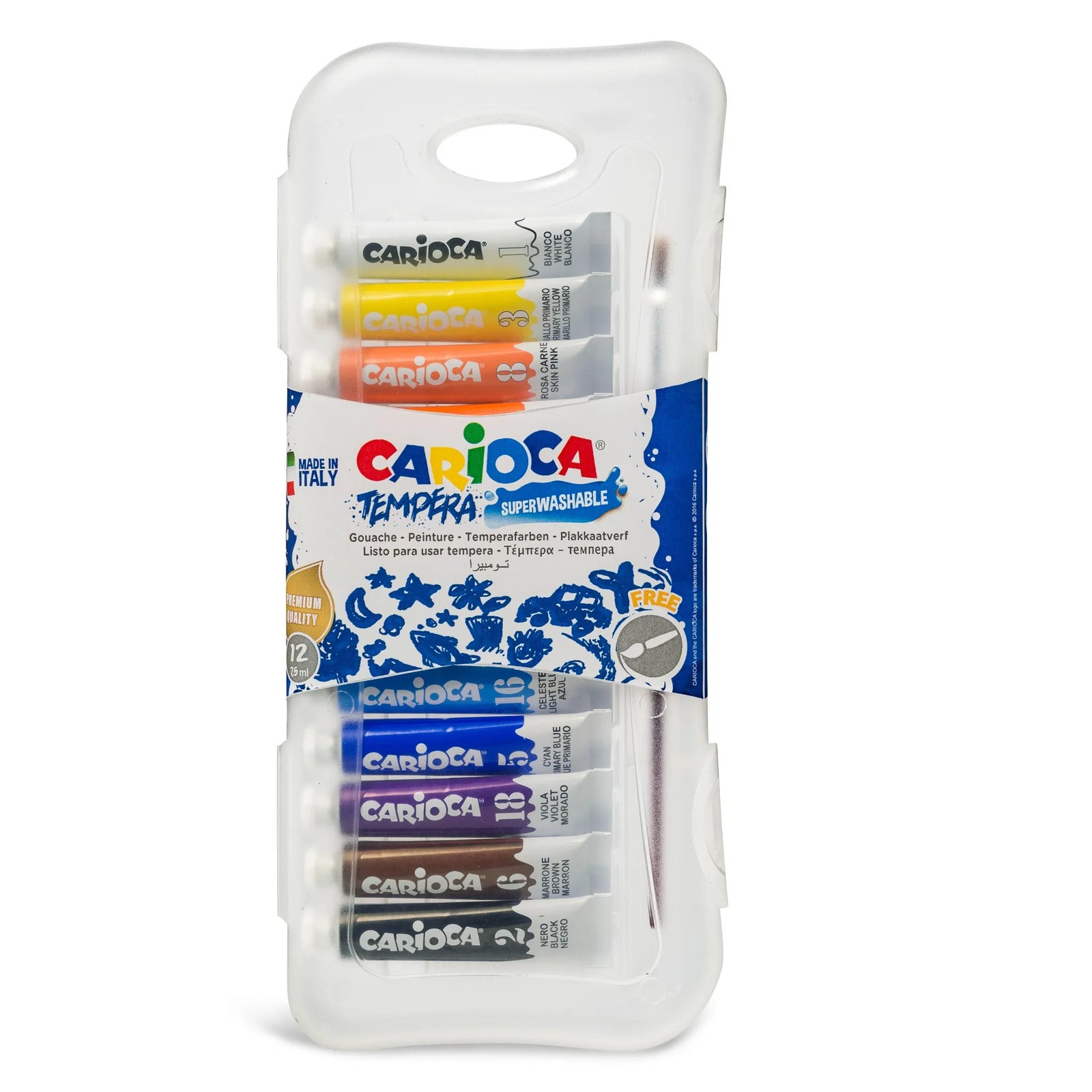 KO012_A_CARIOCA_Tubes Tempera 7,5ml_Plastic case_12 pcs