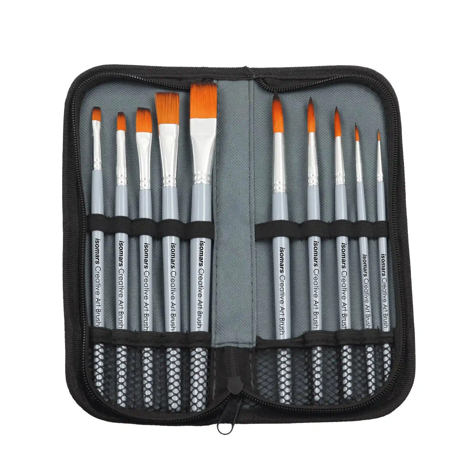 Isomars-Creative-Art-Brush-with-Zipper-Bag—Round–Flat-10
