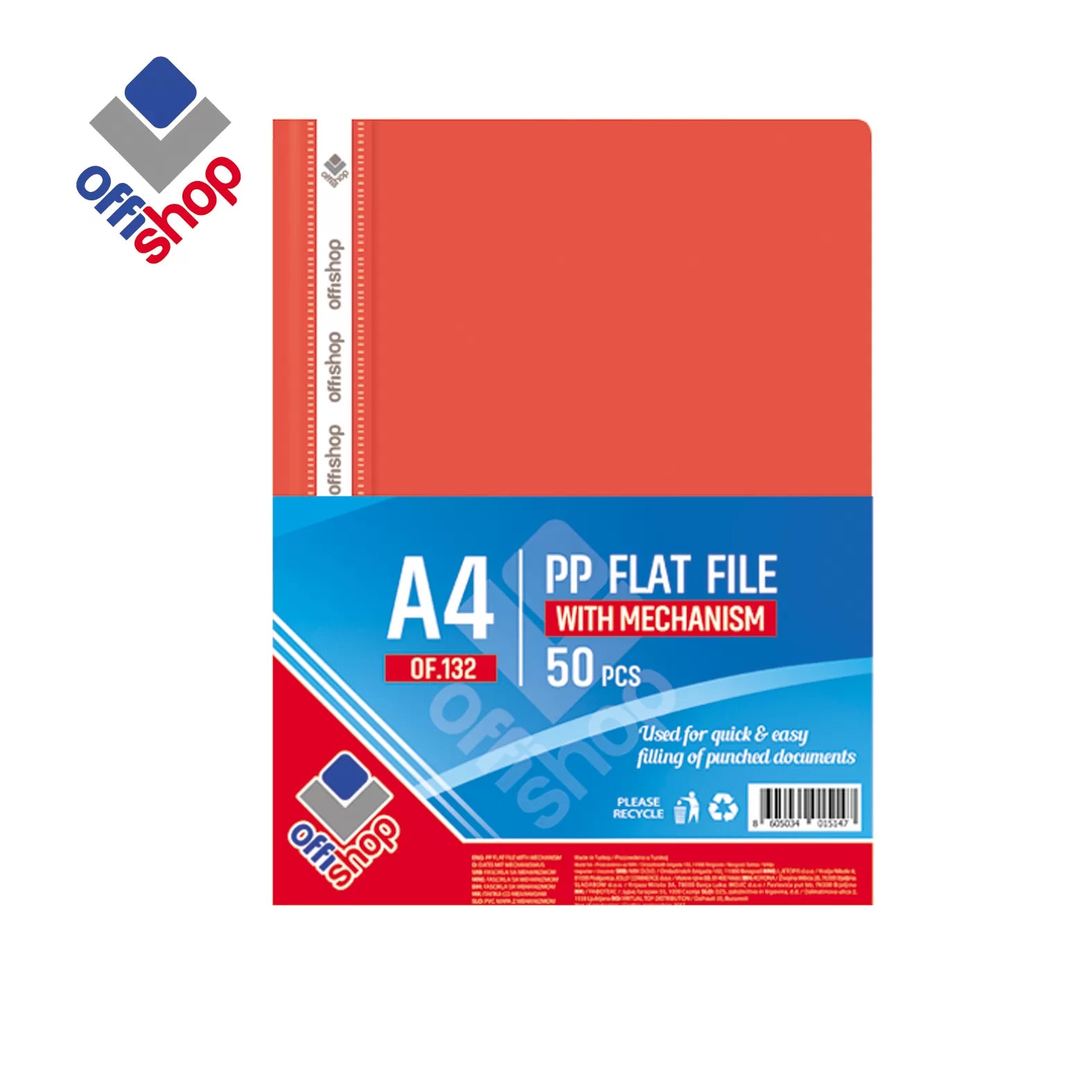 Offishop PP Flat File With Fastener 2-hole Punched