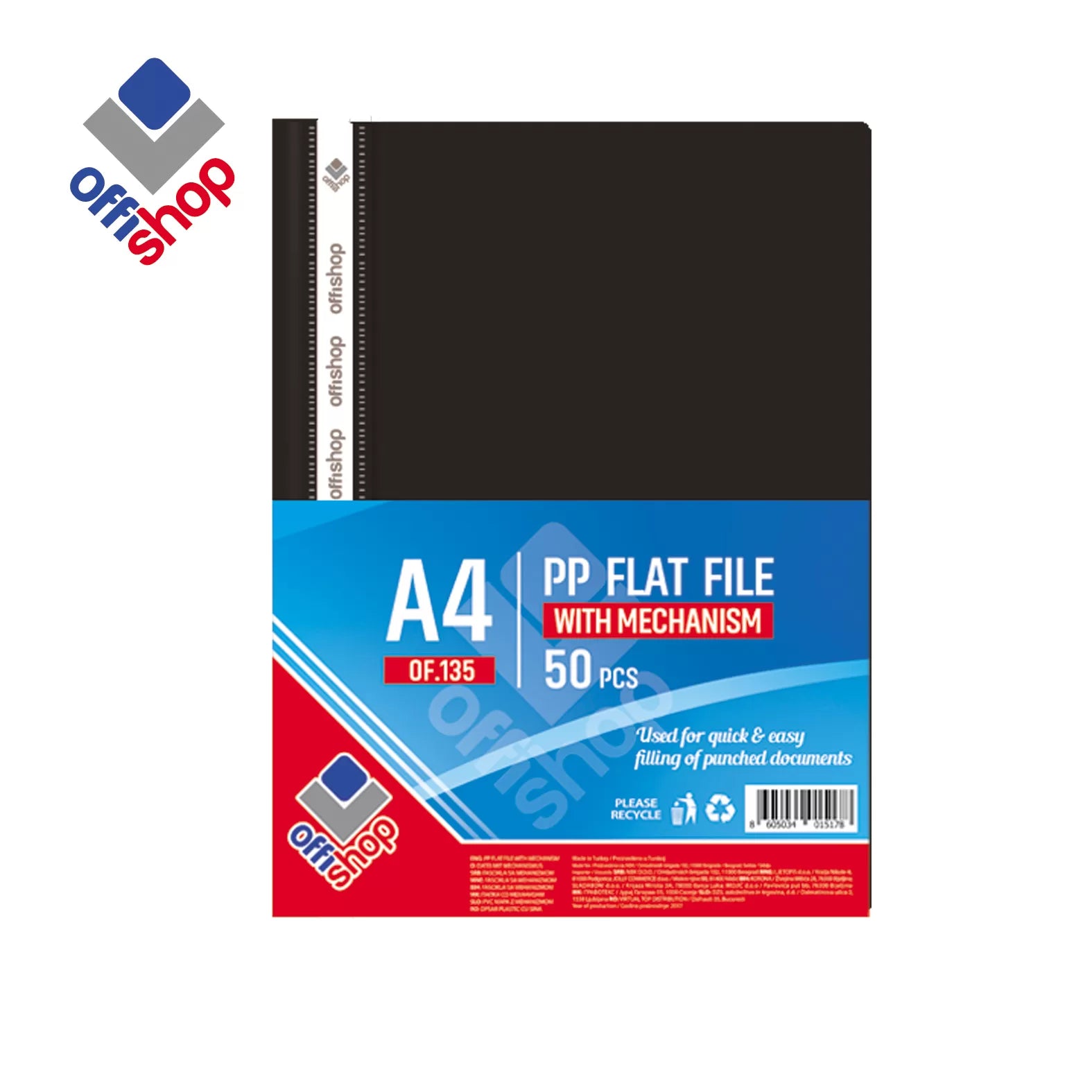 Offishop PP Flat File With Fastener 2-hole Punched