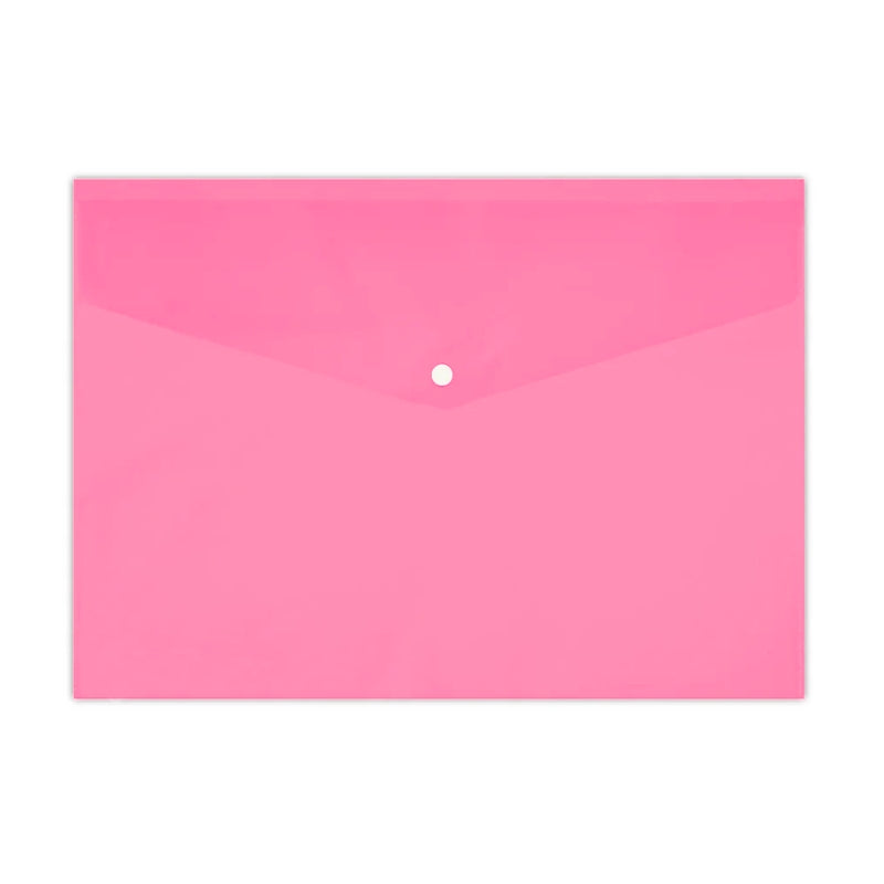 Plastic Envelope File With Button A4 25Mic Opaque Colored