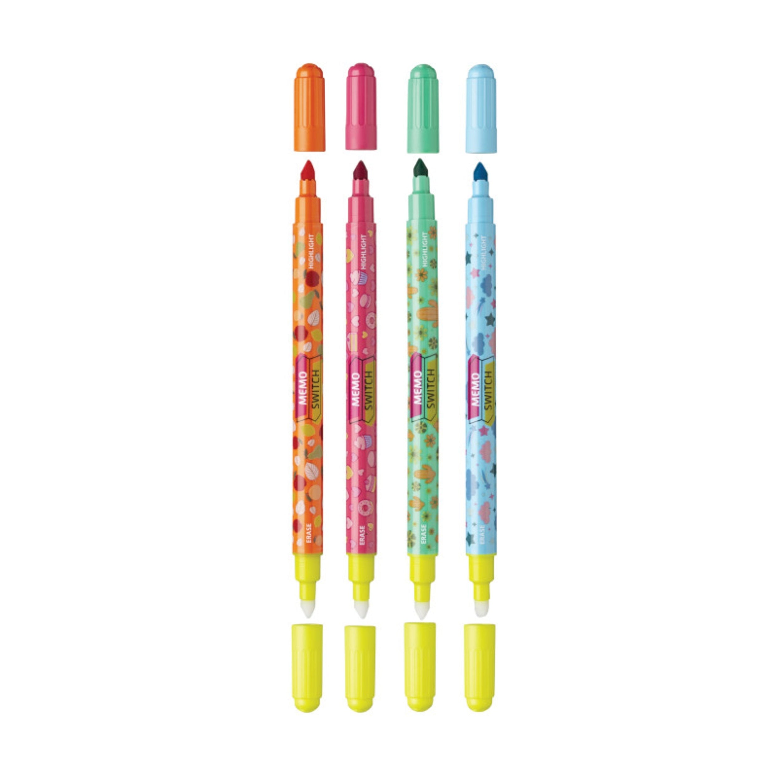 Carioca Memo Switch Double Tip Highlighters - 4 Pcs