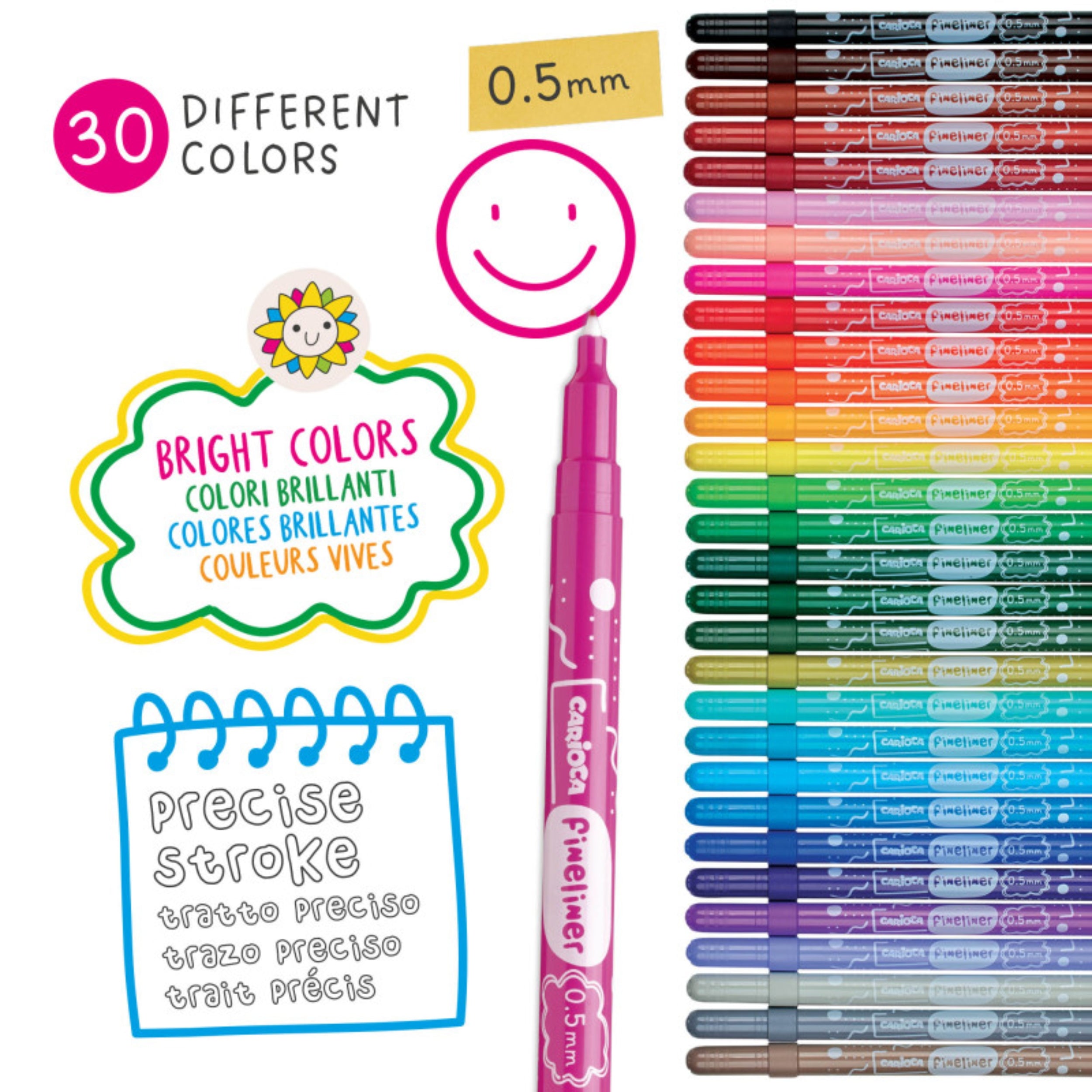 Carioca Fineliner 0.5mm - 30 Pcs