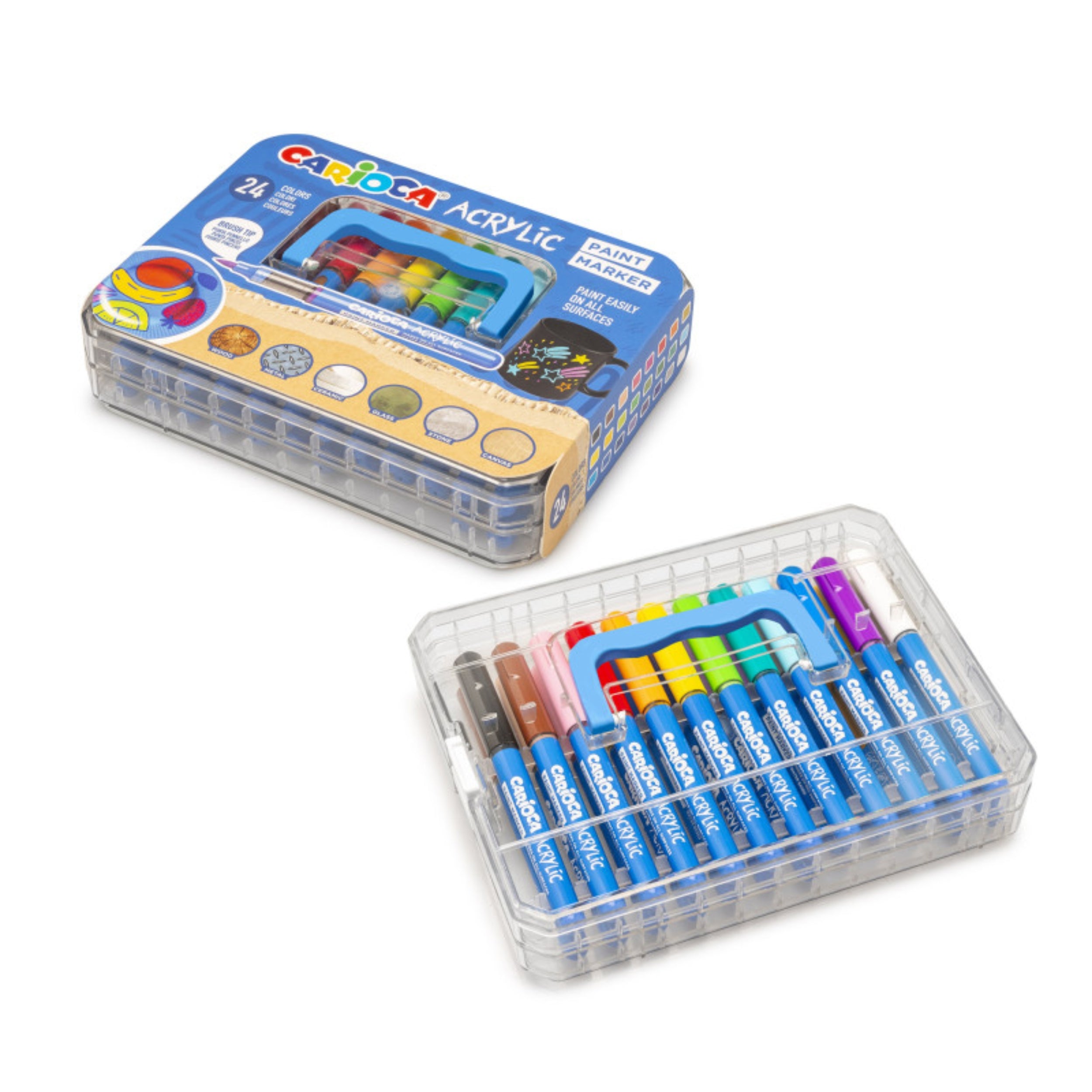 Carioca Brush Tip Acrylic Paint Markers - 24pcs