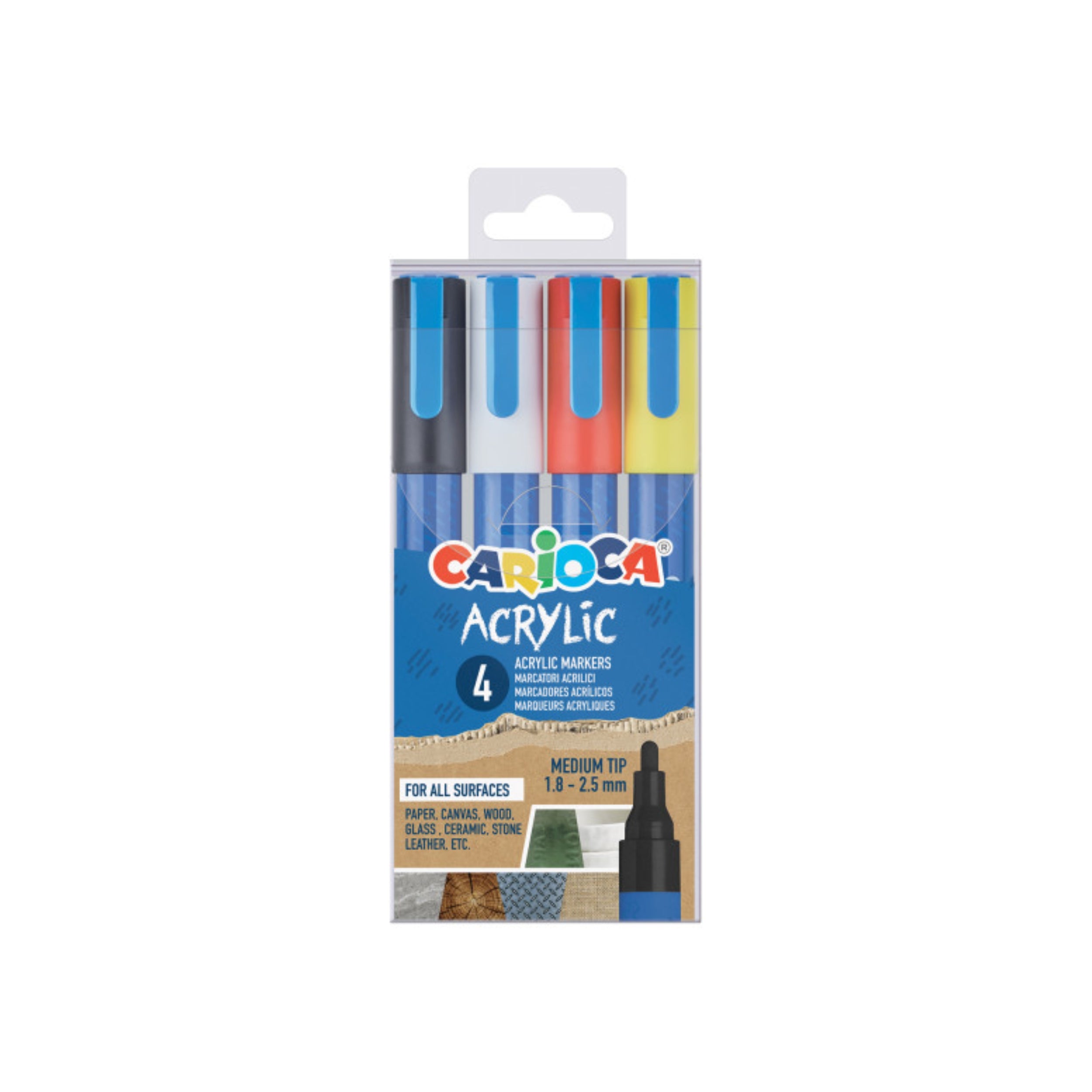 Carioca Bullet Tip Acrylic Markers 1.8-2.5MM - 4 Pcs