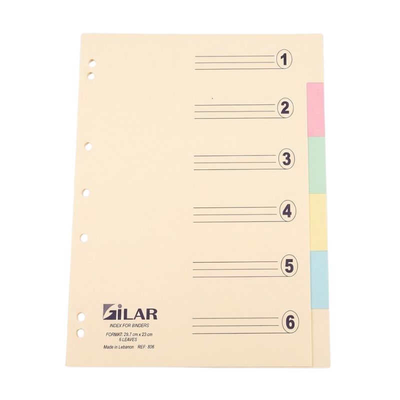 Bristol Dividers 1-6 Colored