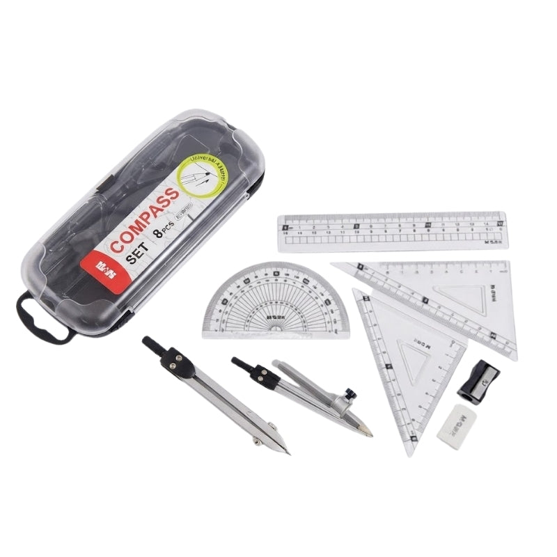 M&G Geometry Set 8pcs With Compass In Plastic Box