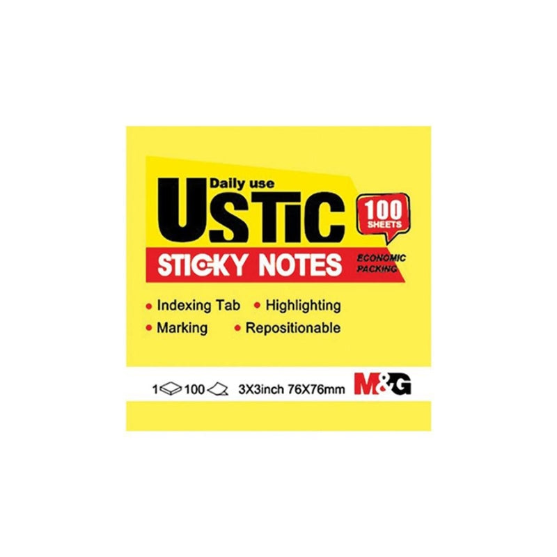 M&G Sticky Notes 75x75mm 100sh Neon Yellow