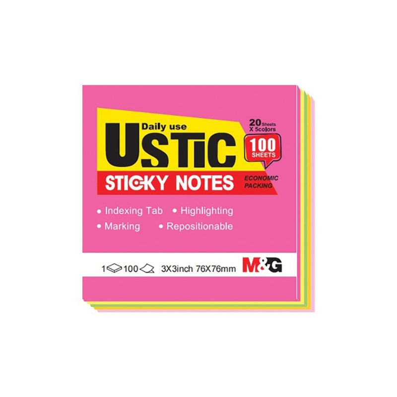 M&G Sticky Notes 75x75mm 100sh Neon Assorted Colors