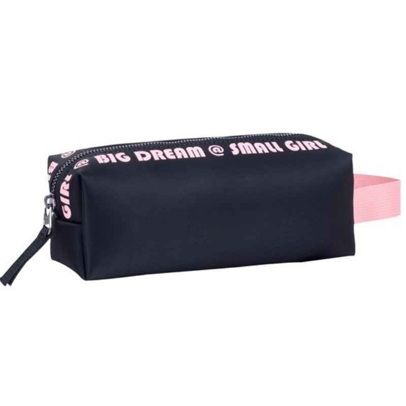 Smart Big Dream Small Girl Pencil Case - Black/Pink