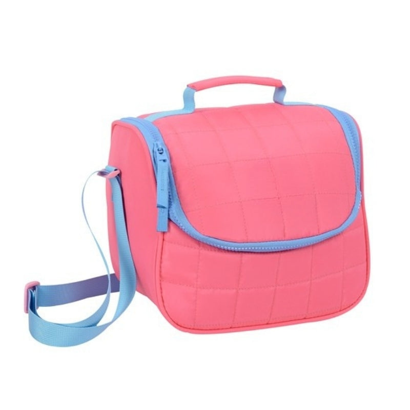 Smart Plain Lunch Bag - Pink with Blue Lining
