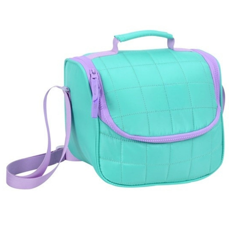 Smart Plain Lunch Bag - Green with Purple Lining