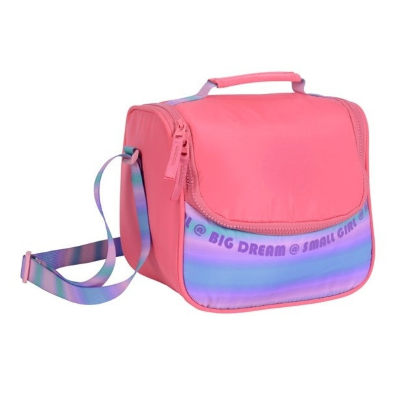 Smart Big Dream Small Girl Lunch Bag - Pink Colored Front