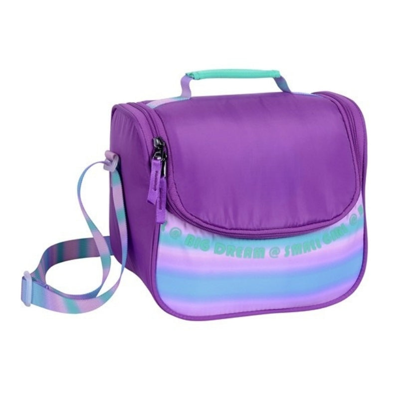 Smart Big Dream Small Girl Lunch Bag - Purple Colored Front