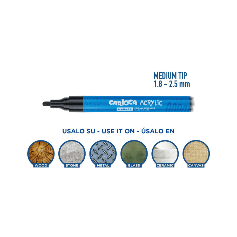 Carioca Bullet Tip Acrylic Markers 1.8-2.5MM - 4 Pcs