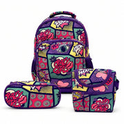Locker School Kids Backpack + Lunch Bag + P.Case Crazy Girl Set