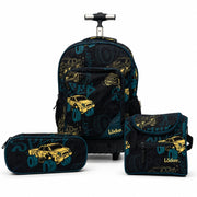 Locker School Kids Trolley Backpack + Lunch Bag + P.Case Super Speed Truck Set