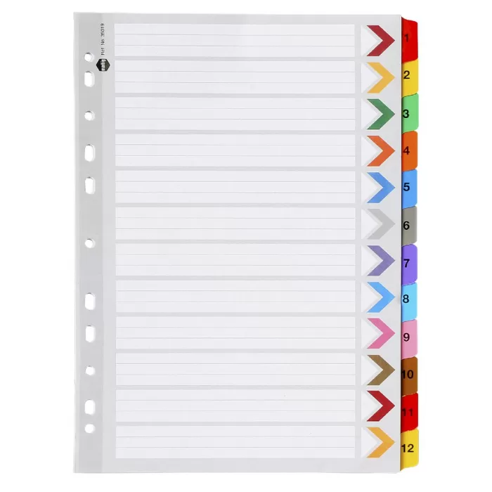 Plastic dividers 1-12 Colored - Numbered