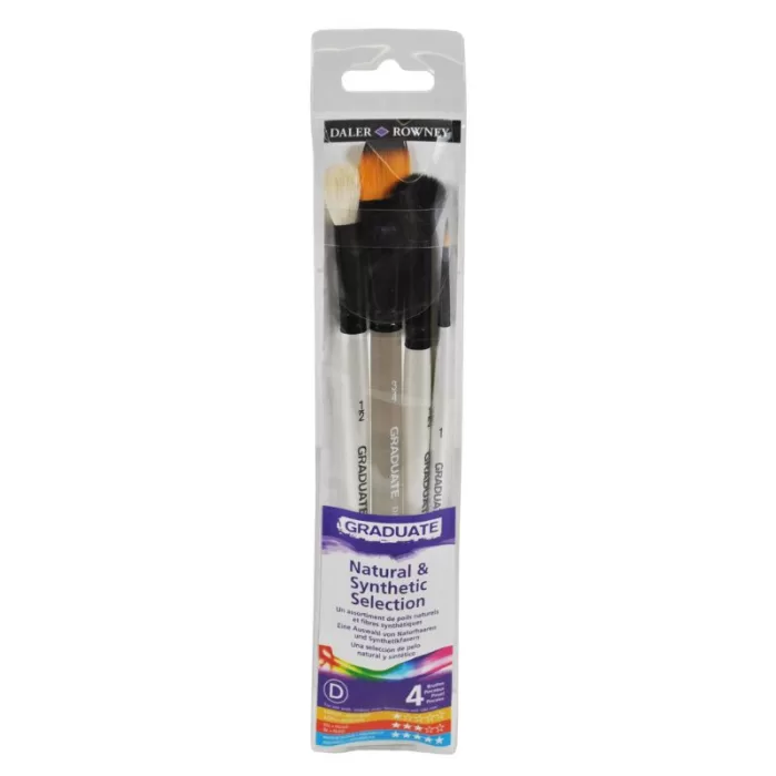 Daler Rowney Brush Graduate 4 Brushes Wallet (Natural & Synthetic Selection)