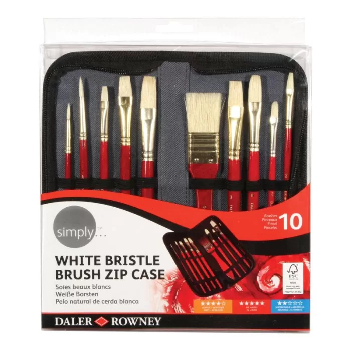 Daler Rowney Simply 10 Brush Zip Case White Bristle