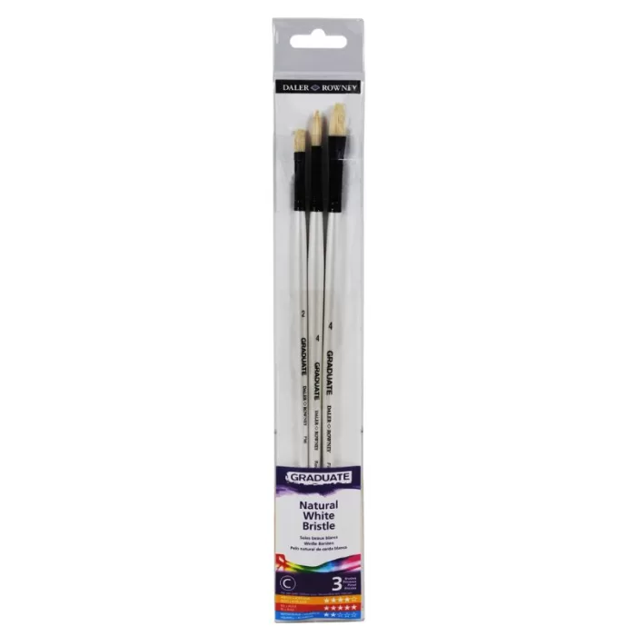 Daler Rowney Brush Graduate 3 Brushes Wallet (Natural White Bristle)