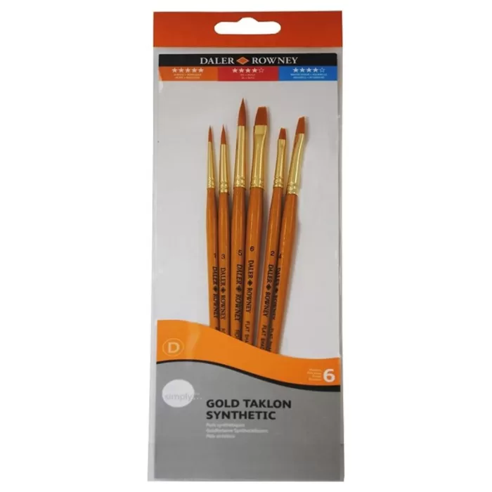 Daler Rowney Simply 6 Brush Wallet Gold Taklon Synthetic