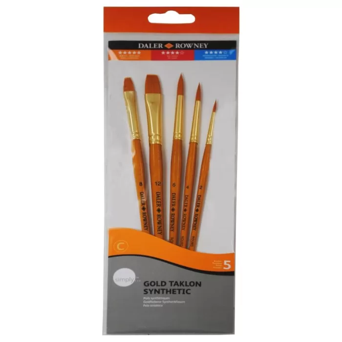 Daler Rowney Simply 5 Brush Wallet Gold Taklon Synthetic