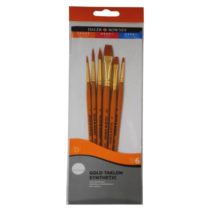 Daler Rowney Simply 6 Brush Wallet Gold Taklon Synthetic