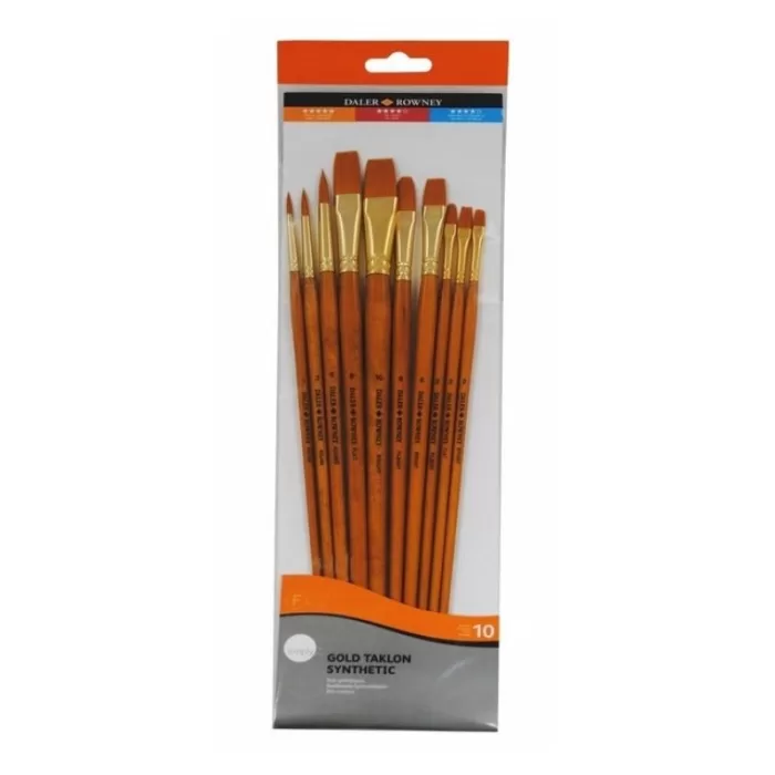 Daler Rowney Simply 10 Brush Wallet Gold Taklon Synthetic