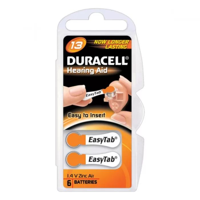 Duracell EasyTab Hearing Aid Battery DA13 B6 Duralock