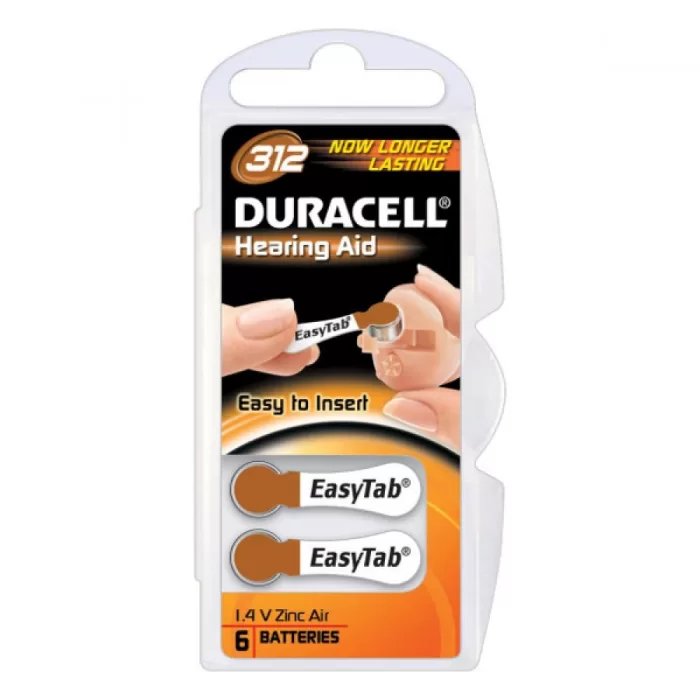 Duracell EasyTab Hearing Aid Battery DA312 B6 Duralock