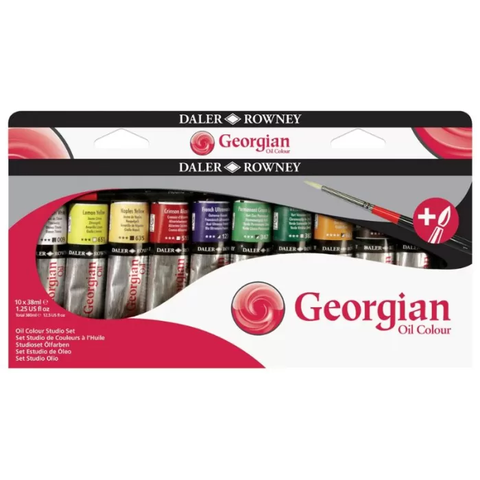 Daler Rowney Georgian Oil Set of 10 Tubes x 38ml + Brush