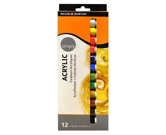 Daler Rowney Simply Acrylic Set of 12 Tubes x 12ml