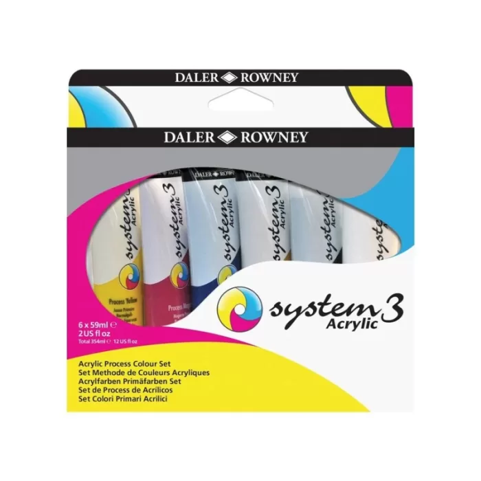 Daler Rowney System 3 Acrylic Set of 6 Primary Colors x 59ml