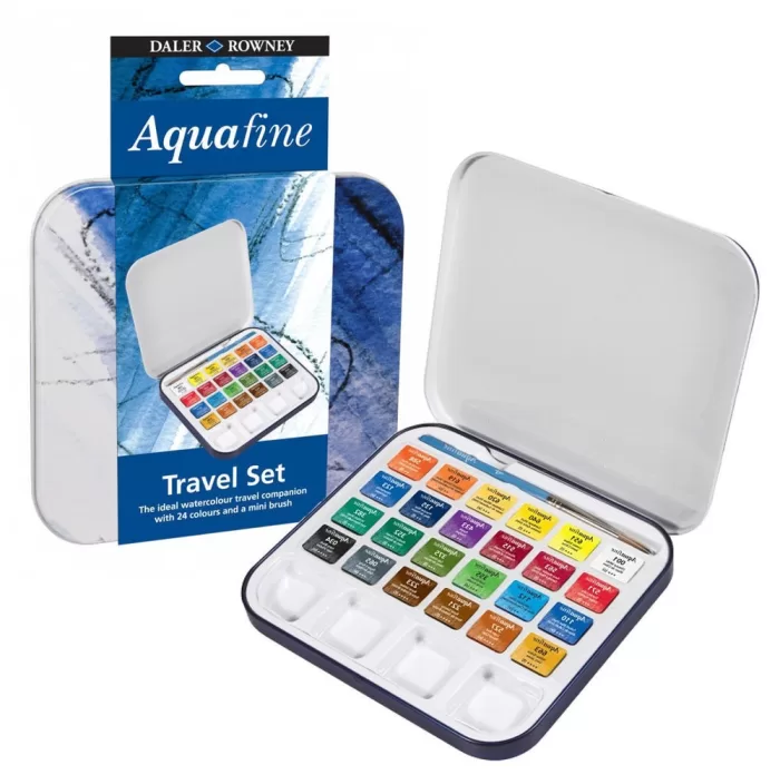 Daler Rowney Aquafine Watercolour Travel Set of 24 Pans