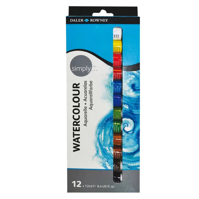 Daler Rowney Simply Watercolour Set of 12 Tubes x 12ml