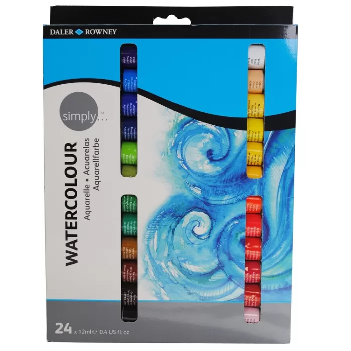 Daler Rowney Simply Watercolour Set of 24 Tubes x 12ml