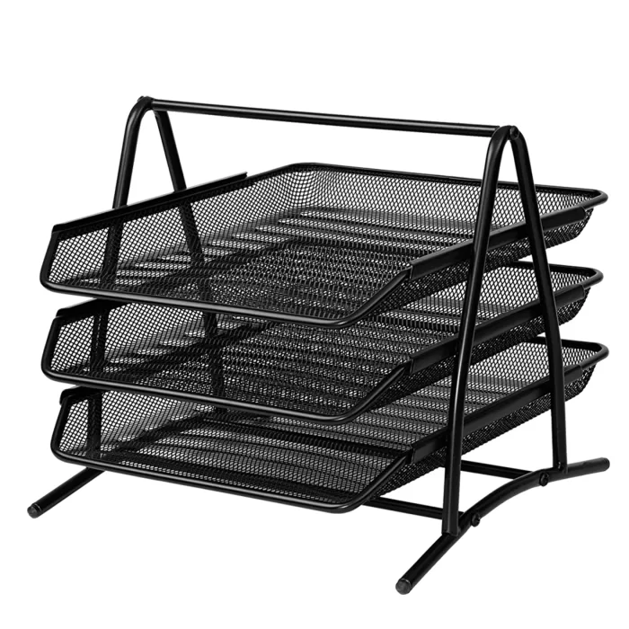 OFFISHOP Letter Tray 3 Layers Black Mesh