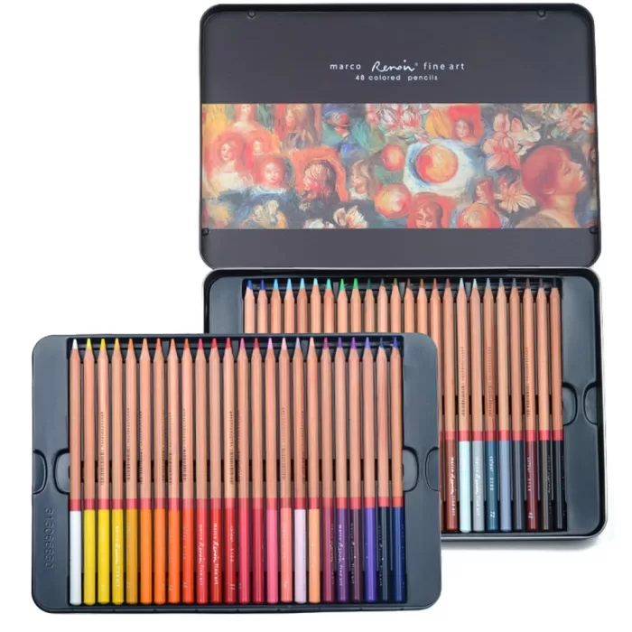 Marco Renoir Fine Art Colored Pencils Tin Box of 48