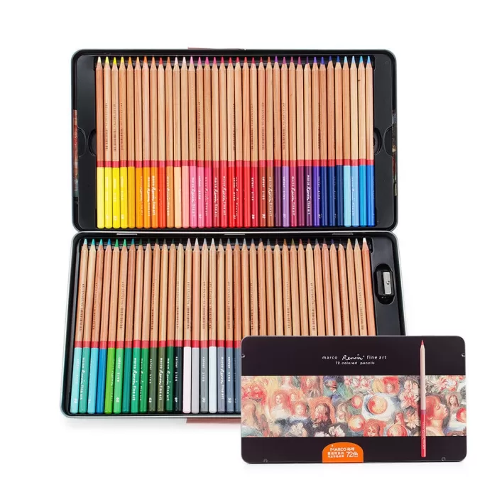 Marco Renoir Fine Art Colored Pencils Tin Box of 72