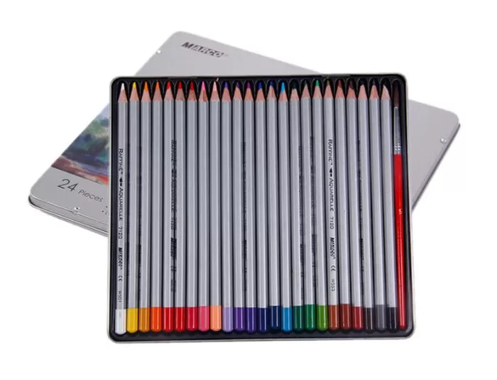 Marco Raffine Watercolor Pencils Tin Box of 24 + Brush