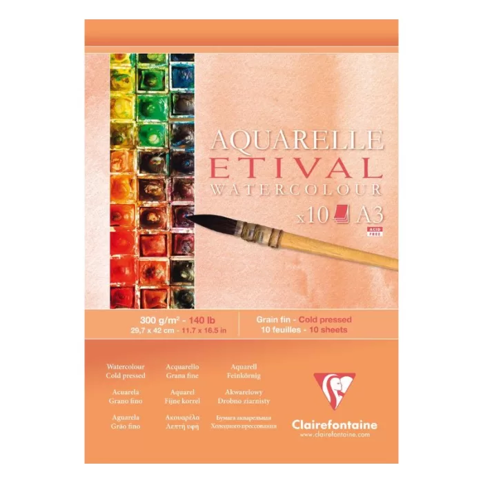 Clairefontaine Etival Watercolor Pad 10 Sheets 300g A4/A3