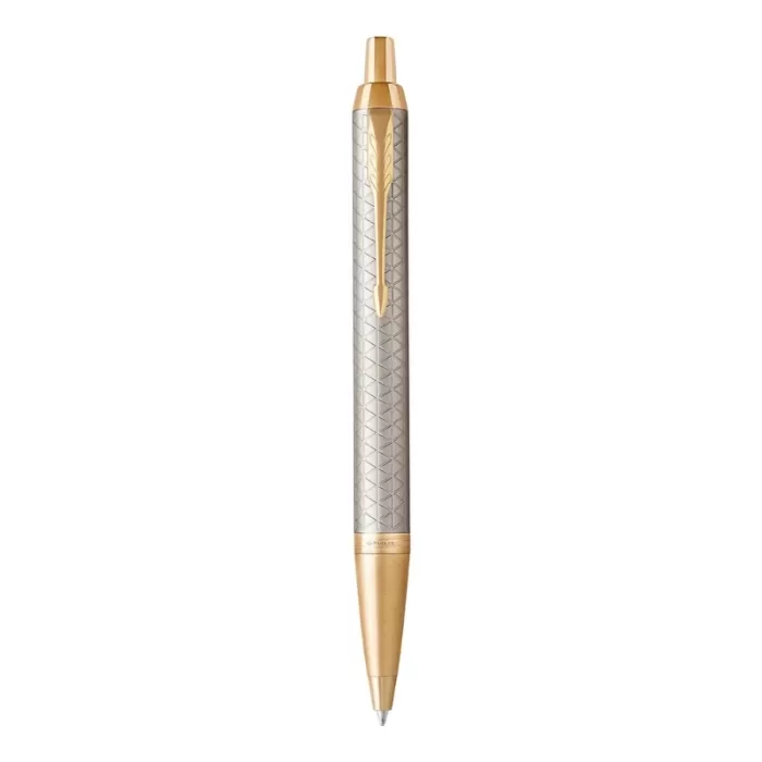 Parker IM Premium Warm Grey Gold Trim Ballpoint Pen