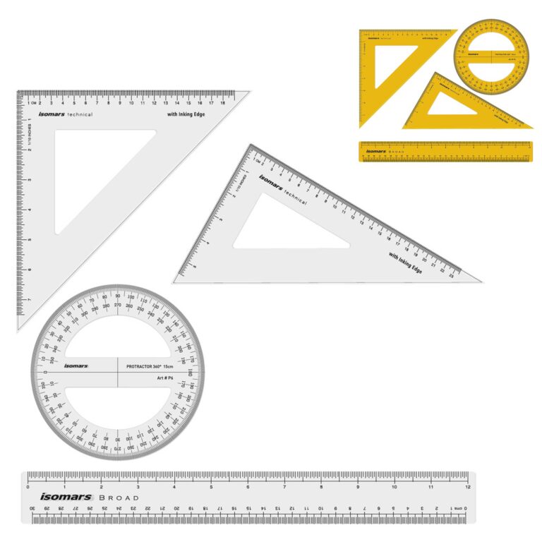 ISOMARS Set Square Technical Set Of 4 10X12" Clear