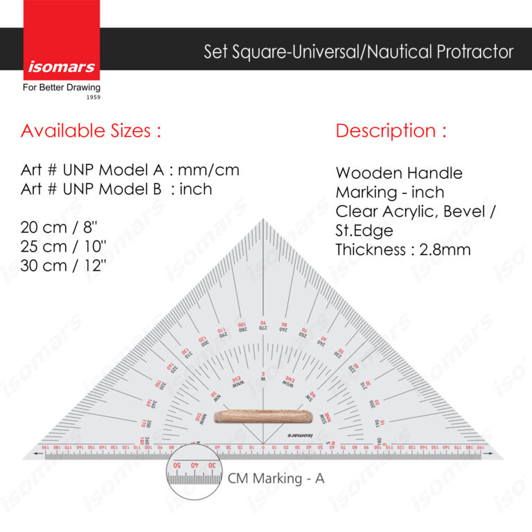 ISOMARS Set Square - Universal / Nautical Protract