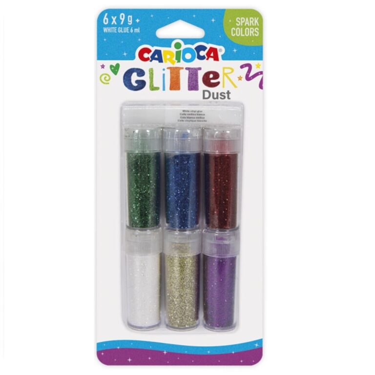 CARIOCA Glitter Dust Spark Colors 6X9G + Glue